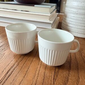 Vintage Made in England Fluted White Coffee Cups (Set of 2) Nancy Meyers